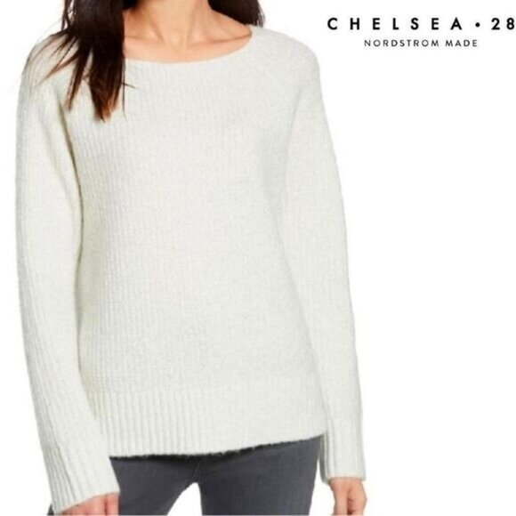 Chelsea 28‎ from Nordstrom Ivory Metallic Combo Long Sleeve Pullover Sweater - Picture 2 of 5
